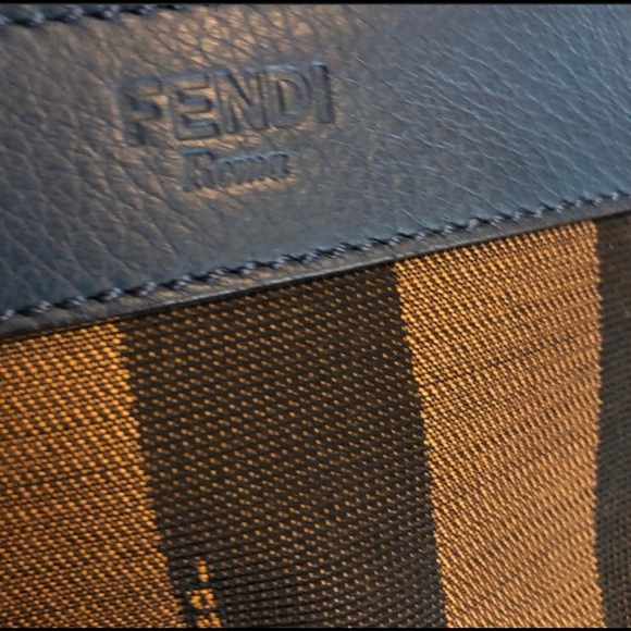 ‼️SOLD‼️ FENDI BLUE PEQUIN STRIPED CANVAS TOTE - Picture 4 of 8